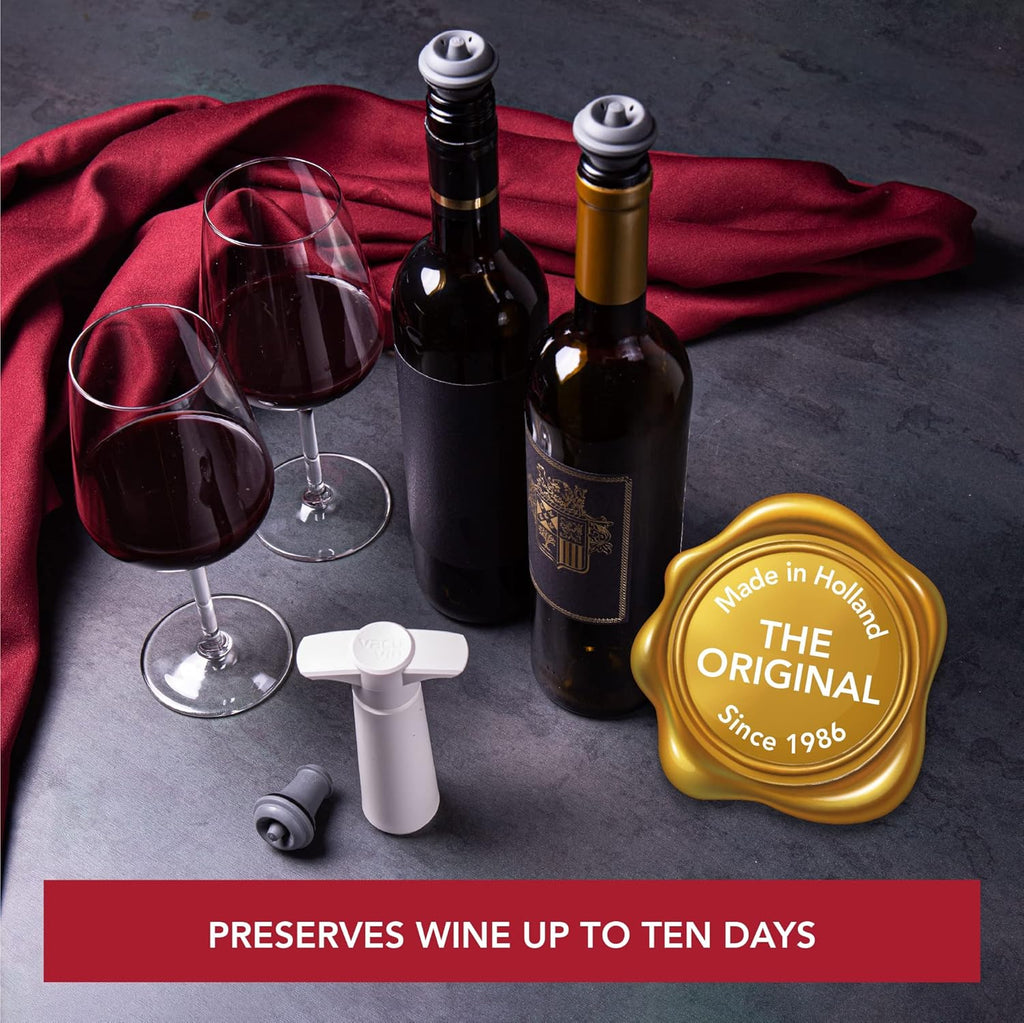Vacu Vin White pump with 4 Wine Stoppers, standard