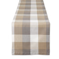 DII Tri-Color Check Collection 100% Cotton Tabletop, Table Runner, 14x108, Stone