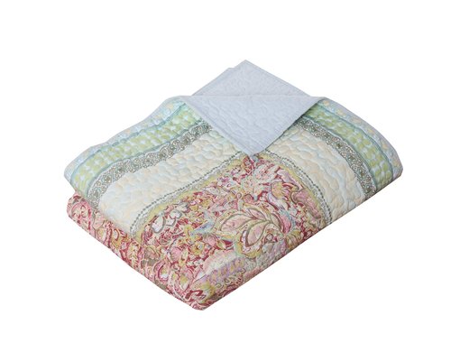 Greenland Home Fashions Palisades Modern Floral Bordered Cotton Bedding, 50 x 60 Throw, Pastel