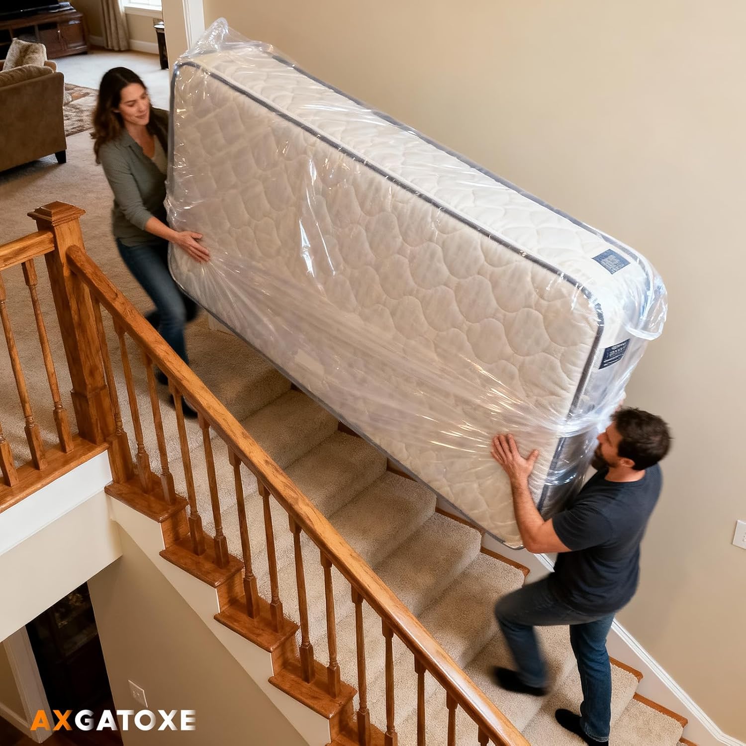 Skiennix Queen Size Plastic Mattress Bag - Waterproof Mattress Protector for Safe Moving & Storage