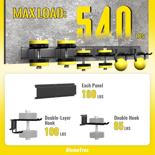 Garage Tool Organizer - Skiennix 48" Heavy-Duty Metal Wall Mount with 3 Rails & 6 Adjustable Hooks