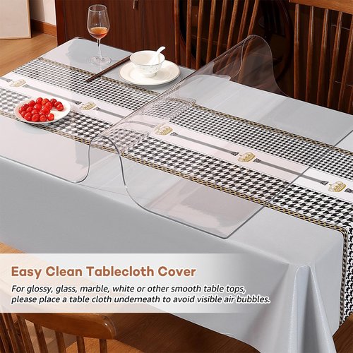 RostiKong 46 Inch Round Clear Plastic Table Top Protector PVC Tablecloth Cover Vinyl Cover Easy Clean Waterproof Furniture Topper Pad for Wood Dining Living Room Accent Coffee Patio Table Mat Desk Pad