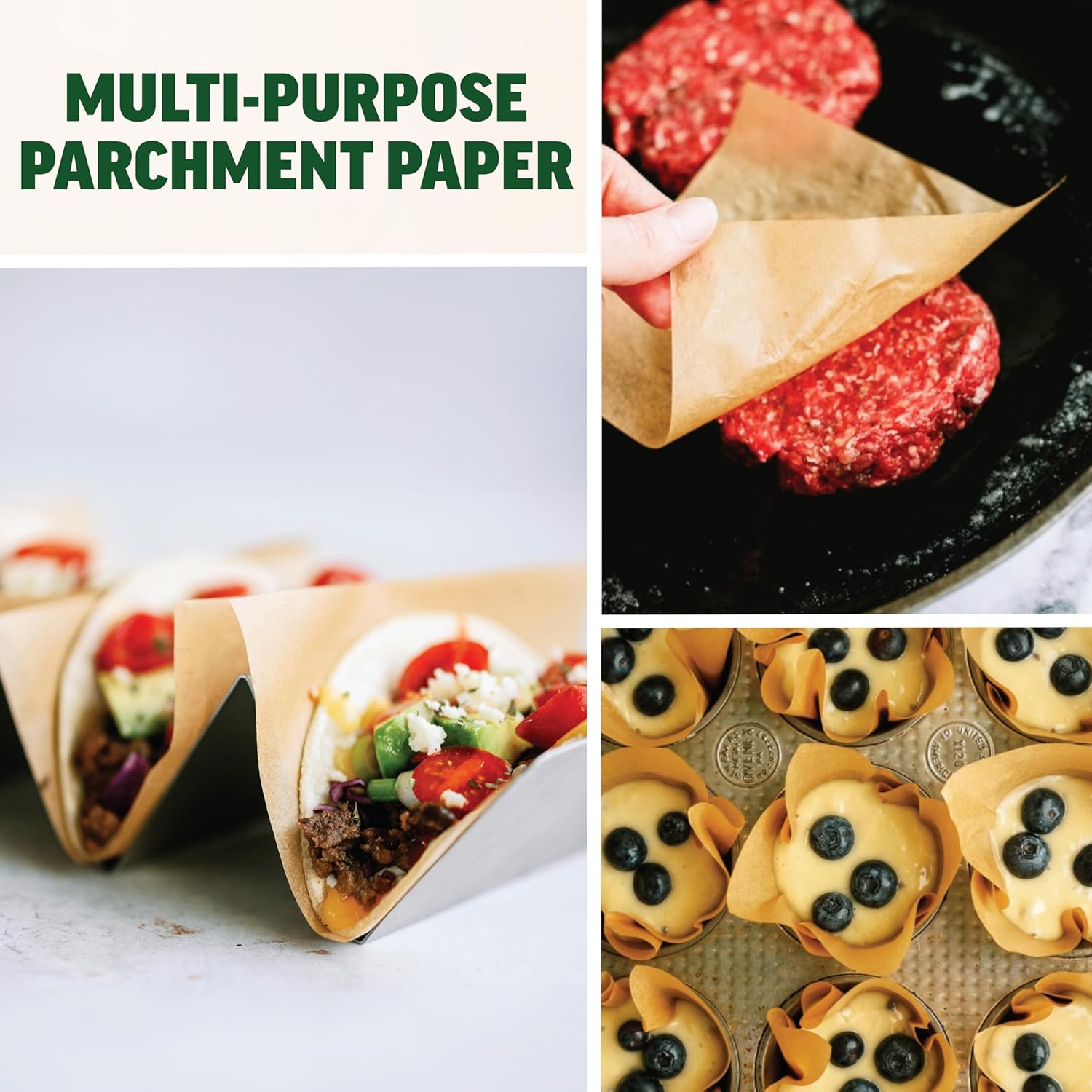 Zenlogy Parchment Paper Squares - Unbleached, Non-Stick, Pre-Cut 6x6 Sheets (200 Count) for Baking & Crafting