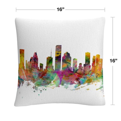 Trademark Fine Art Houston Texas Skyline by Michael Tompsett, 16x16 Decorative Throw Pillow