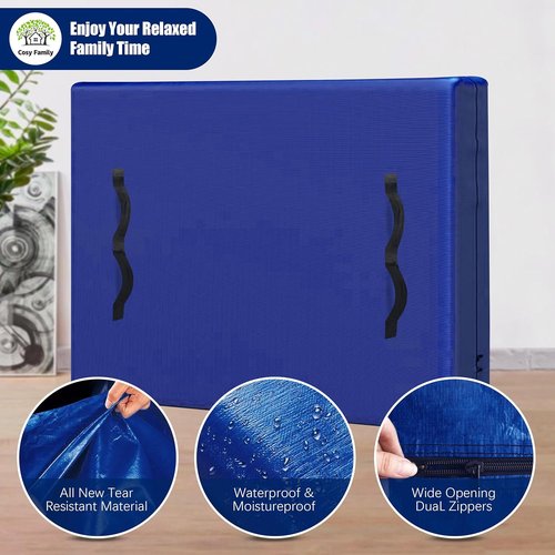 Cosy Family Mattress Bags - Extra-Thick 170GSM Moving Cover with 8 Handles & Zipper | Blue King Size
