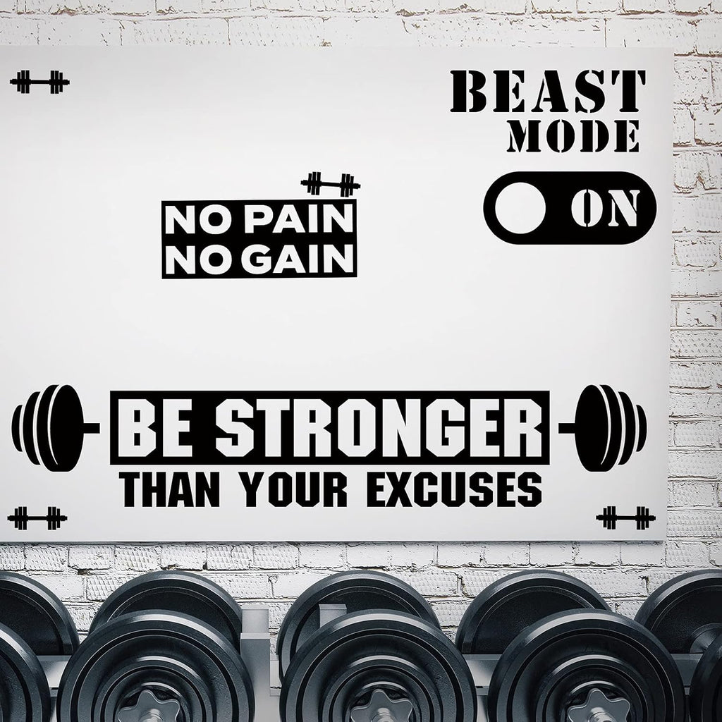 Zonon Gym Wall Decal Set - Inspirational Quotes for Fitness | "Be Stronger Than Your Excuses" Design