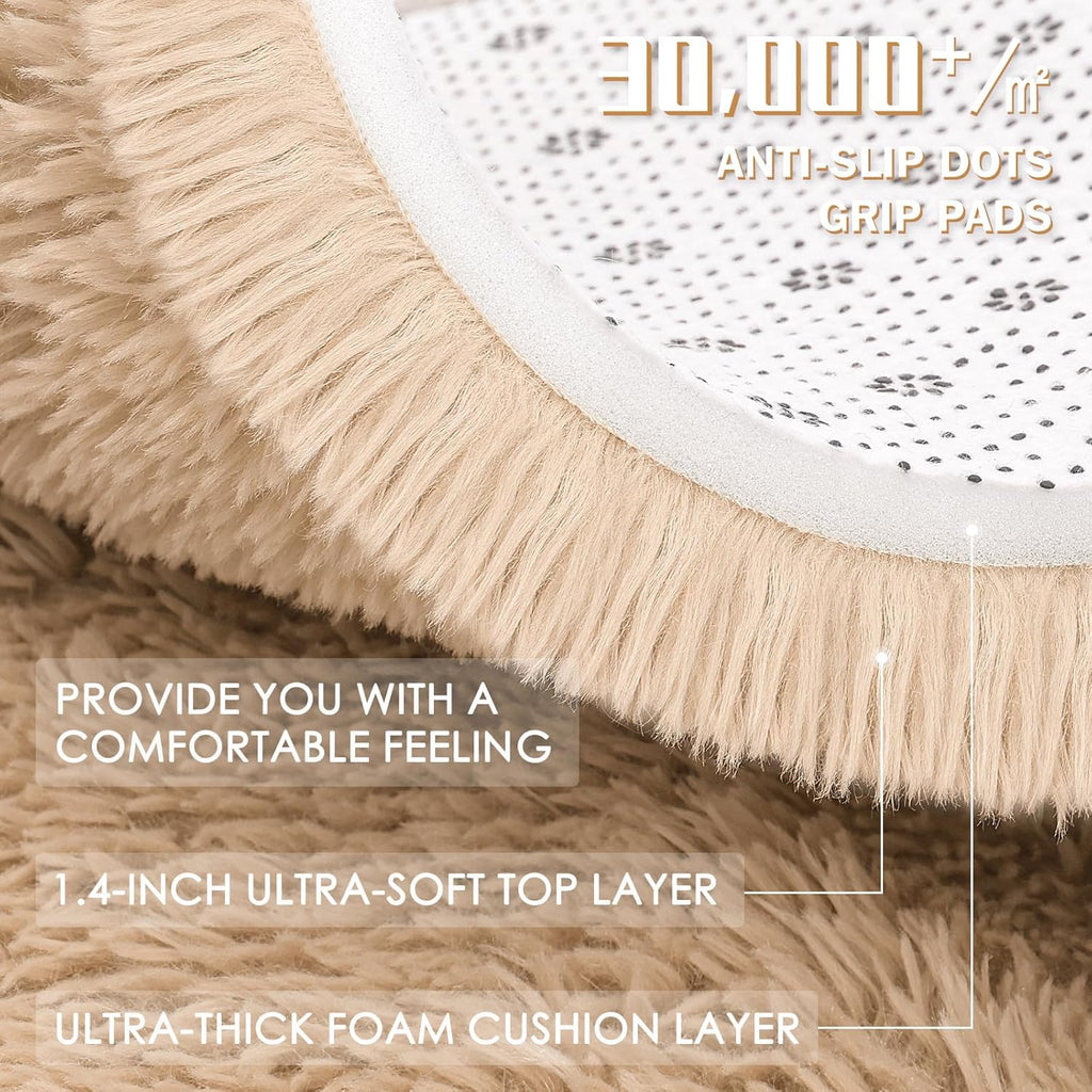 OLANLY 3x8 Machine Washable Runner Rug - Soft Fluffy Shaggy Design for Bedroom & Hallway | Beige Indoor Carpet