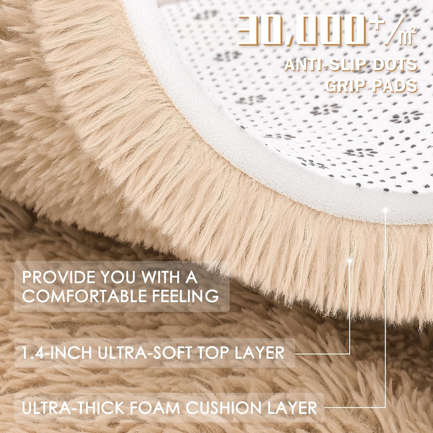 OLANLY 3x8 Machine Washable Runner Rug - Soft Fluffy Shaggy Design for Bedroom & Hallway | Beige Indoor Carpet