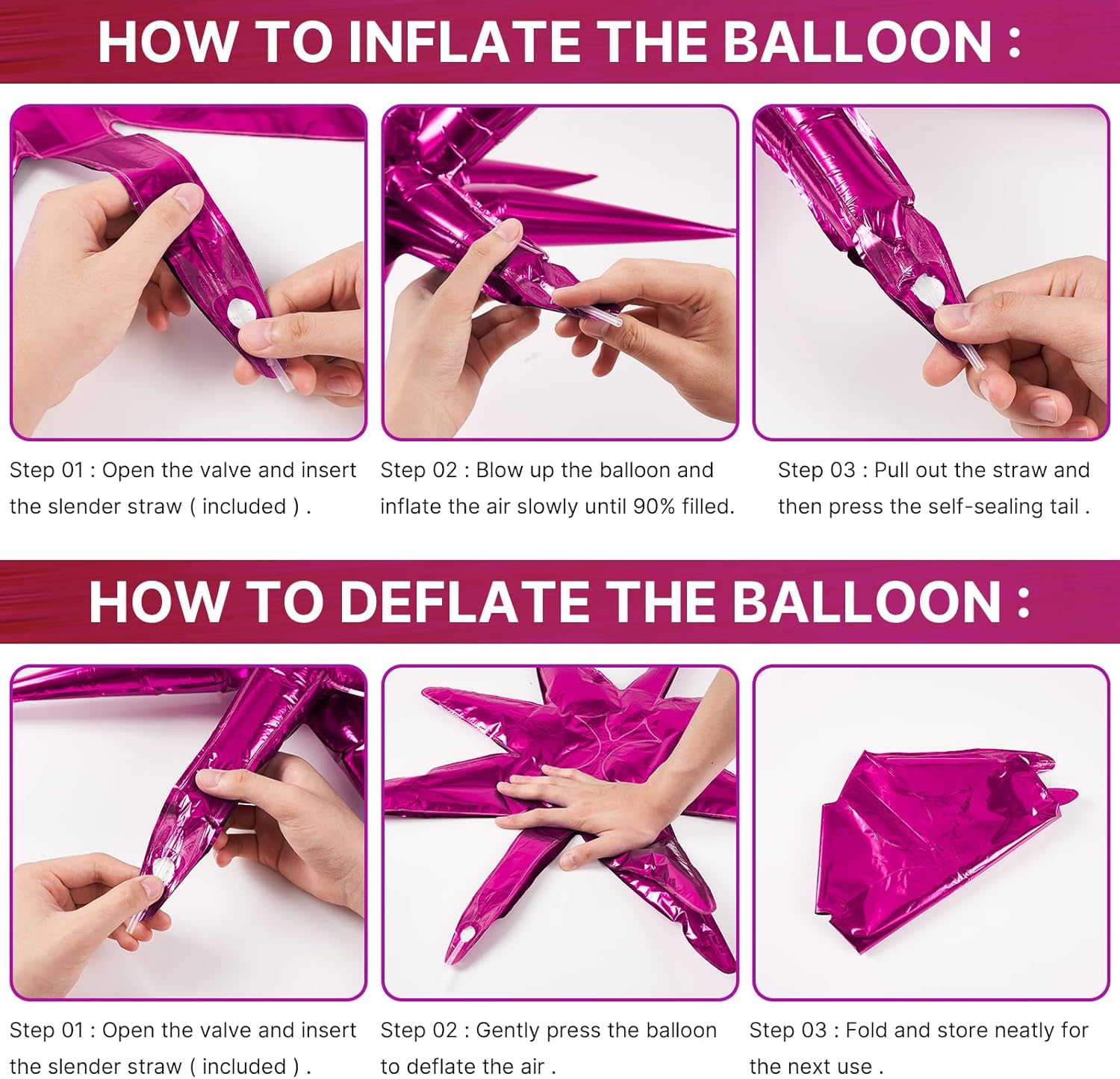 PartyWoo Metallic Pink Star Balloons - 110-Piece Foil Mylar Balloon Arch Kit for Birthday & Wedding Decor | Various Sizes 5-22 Inches
