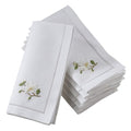Handmade Magnolia Embroidery Napkin with Hemstitched Border (Set of 6)
