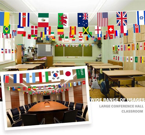International Flags Bunting Banner - 200 Countries String Flag Decoration for World Cup, Olympic & Sports Events