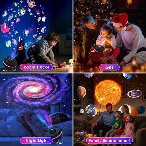Star Projector Galaxy Light, Galaxy Projector for Bedroom with Meteor and RGB Lighting Effects, 13 HD Film Discs Planetarium Projector with Timer, Space Projector Night Light for Kids
