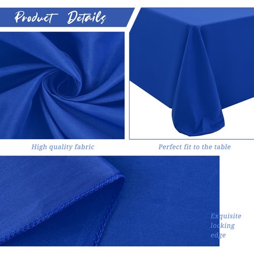 8 Pack Rectangle Tablecloth,90 x 132 inch Royal Blue Tablecloth Polyester Table Cloth for 6 Ft Rectangle Tables,Stain and Wrinkle Resistant Washable Fabric Table Covers for Wedding,Restaurant,Party