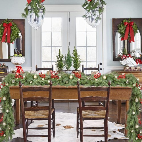 Artiflr Artificial Christmas Pine Garland Clearance, 6 Feet Winter Greenery Garland for Holiday Season Mantel Fireplace Table Runner Centerpiece Decoration