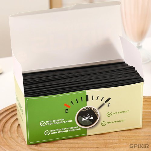 Coffee Stir Sticks, Disposable Plastic Drinking Straws, 5.5-inch Coffee Stirrers, 1000pcs Cocktail or Coffee Straws, Stirring Sticks, Black Straw