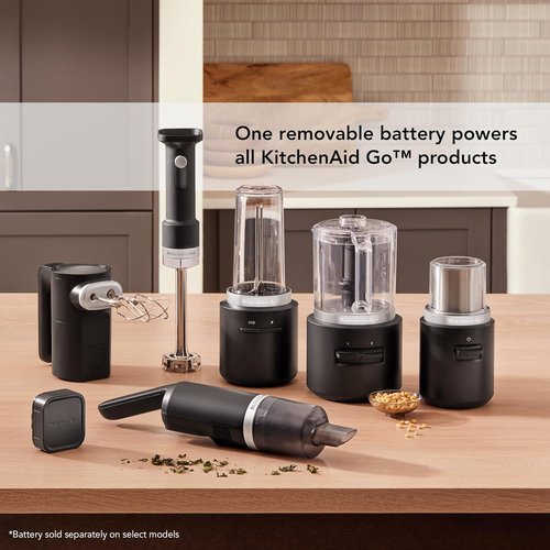 KitchenAid Go Cordless Hand Blender - Includes Battery, Sleek Black Matte Finish, Model KHBRV71