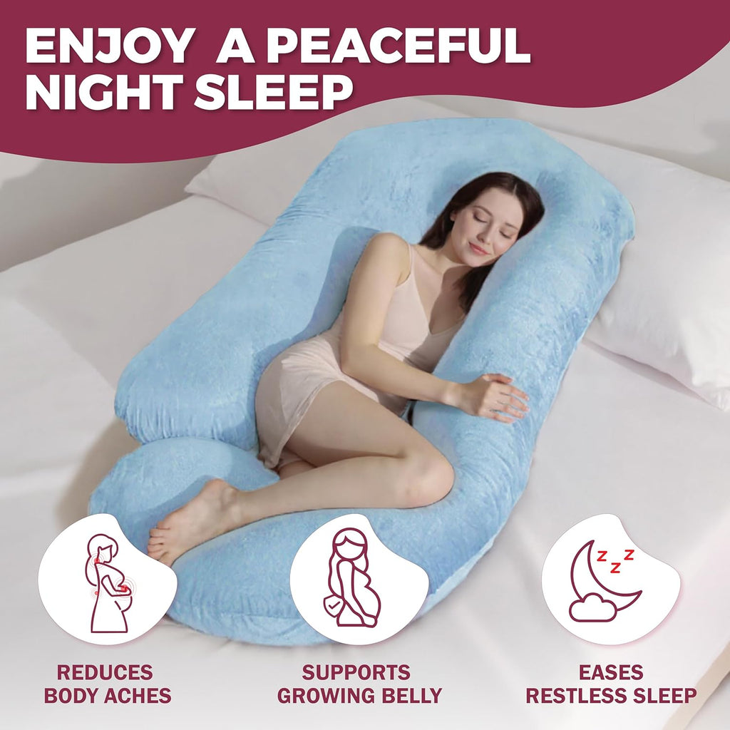 PILLANI Pregnancy Pillow - VCU Shaped 57-Inch Full Body Support with Removable Washable Cover | Cooling Maternity Comfort
