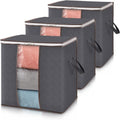 Lifewit 100L Clothes Storage Bins - 3 Pack with Lids, Zippers & Clear Windows for Easy Organization