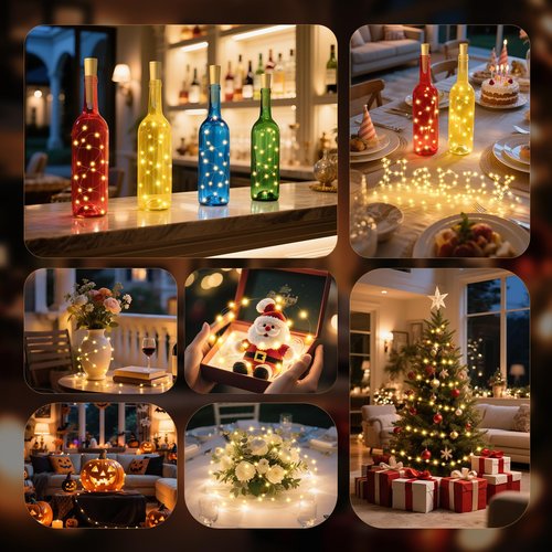 Ymenow USB Bottle Lights with Cork, 6pcs 2M 20 LED Rechargeable Battery Mini Fairy Lights with Timer & Remote Control for Wine Bottles DIY Home Table Gift Dinner Party Valentines Day Decorations