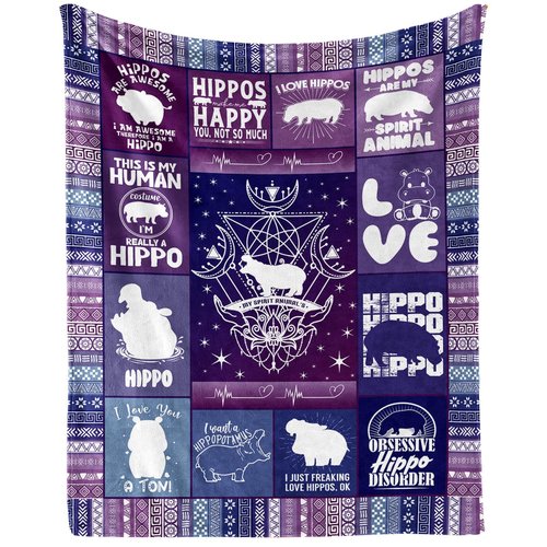 Homieblanket Hippo Blanket for Boys Girls, Cute Hippo Themed Design Printed Throw Blankets for Kids Lap, Chair Sofa, Warm Soft Cozy Blanket, 40"x 50"
