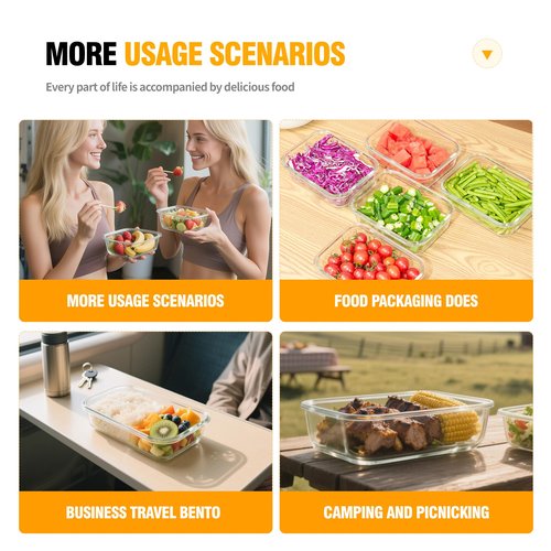 WWYH.DSS 5 PACK 36 oz Glass Meal Prep Containers, Glass Food Containers with Snap-Lock Lids, Airtight Lunch Containers, Microwave, Oven, Refrigerator and Dishwasher Safe，Gray