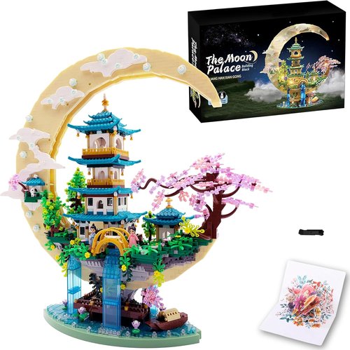 Chinese Moon Palace Micro Building Blocks Set - 4288 PCS Cherry Blossom Bonsai Tree Model for Adults & Teens | Creative Gift