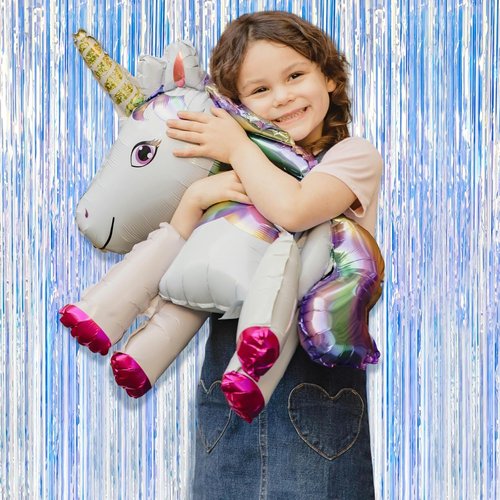 Iridescent Party Backdrop Decorations by [Brand Name] - 2 Pack Tinsel Curtain for Birthdays & Events | Photo Booth Streamer