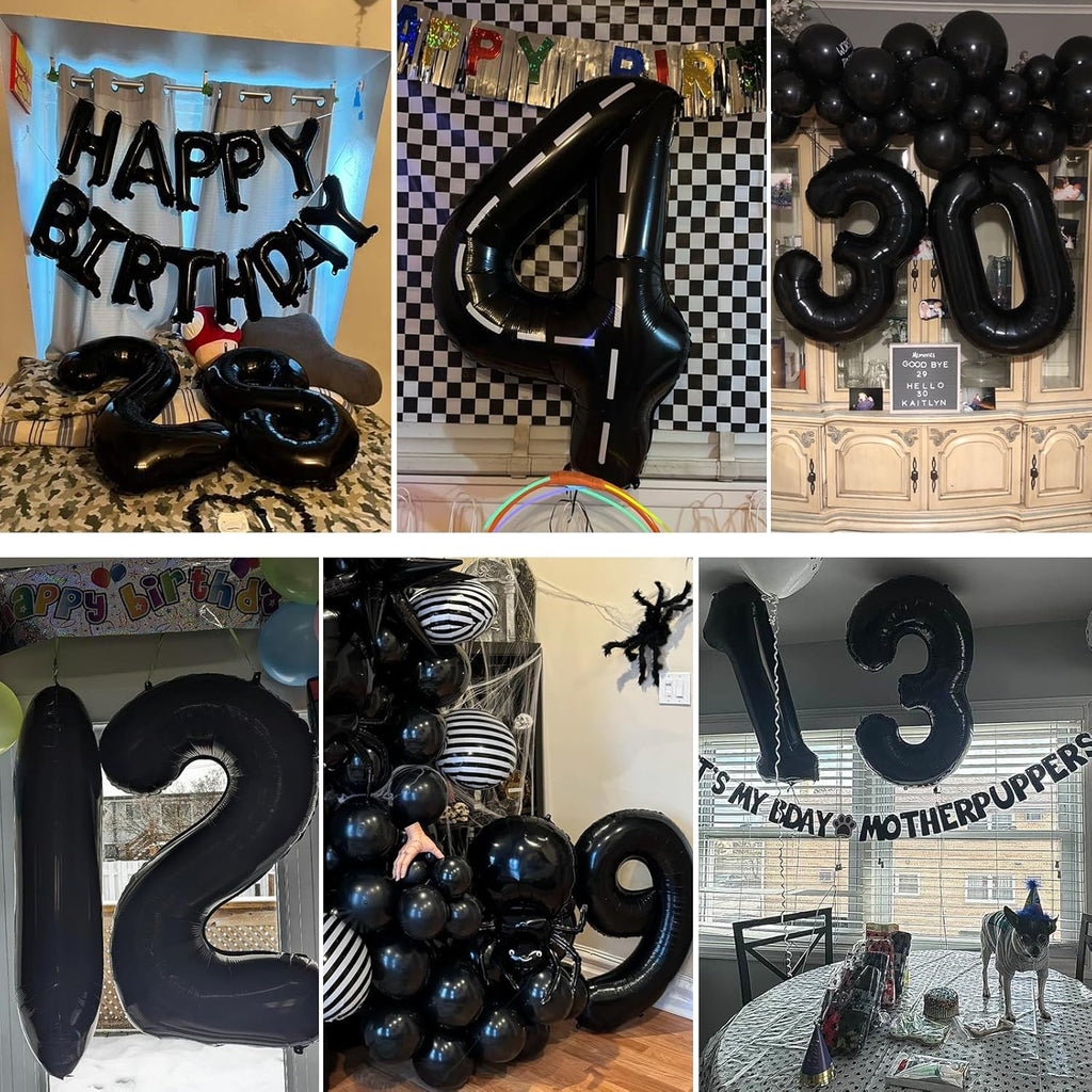 Smlpuame 40-Inch Black Number Balloon 0-9 | Large Helium Foil Balloons for Birthday & Wedding Celebrations