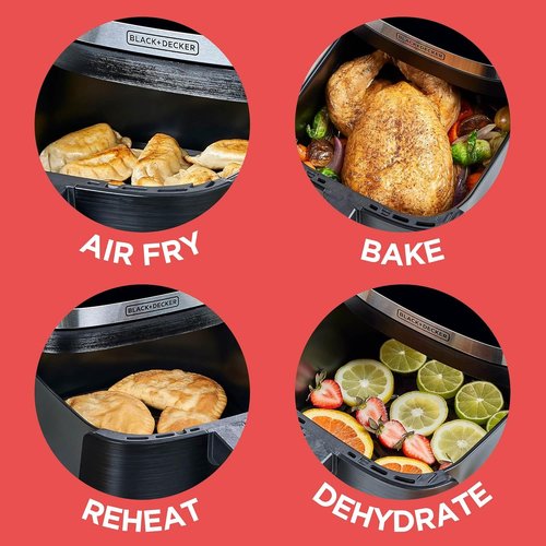 BLACK+DECKER 6QT Air Fryer - Enjoy Crispy Deep Fried Taste Without the Fat | Digital Touchscreen & Auto Shut-Off