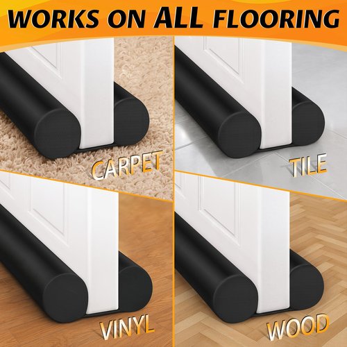 MAXTID Large Door Draft Stopper for Bottom of Door 30 Inch Under Door Draft Blocker Door Gap Filler Weather Stripping Adjustable Double Door Sweep Door Draft Guard Window Seal Black