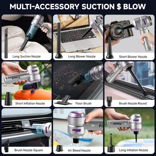 Handheld Vacuum Cordless, Car Vacuum Cleaner with Brushless Motor, Strong Suction Vacuum & Compressed Air Dusters with LED Light, Type C Port, Wireless Mini Portable Hand Vacuum Blower for Home, Pet