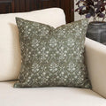 Amor Virisso Floral Pillow Covers 18x18 Inch Farmhouse Block Print Pillow Cover Accent Square Neutral Modern Decorative Throw Pillow Covers for Living Room Couch Bed Sofa Chair, Dusty Green