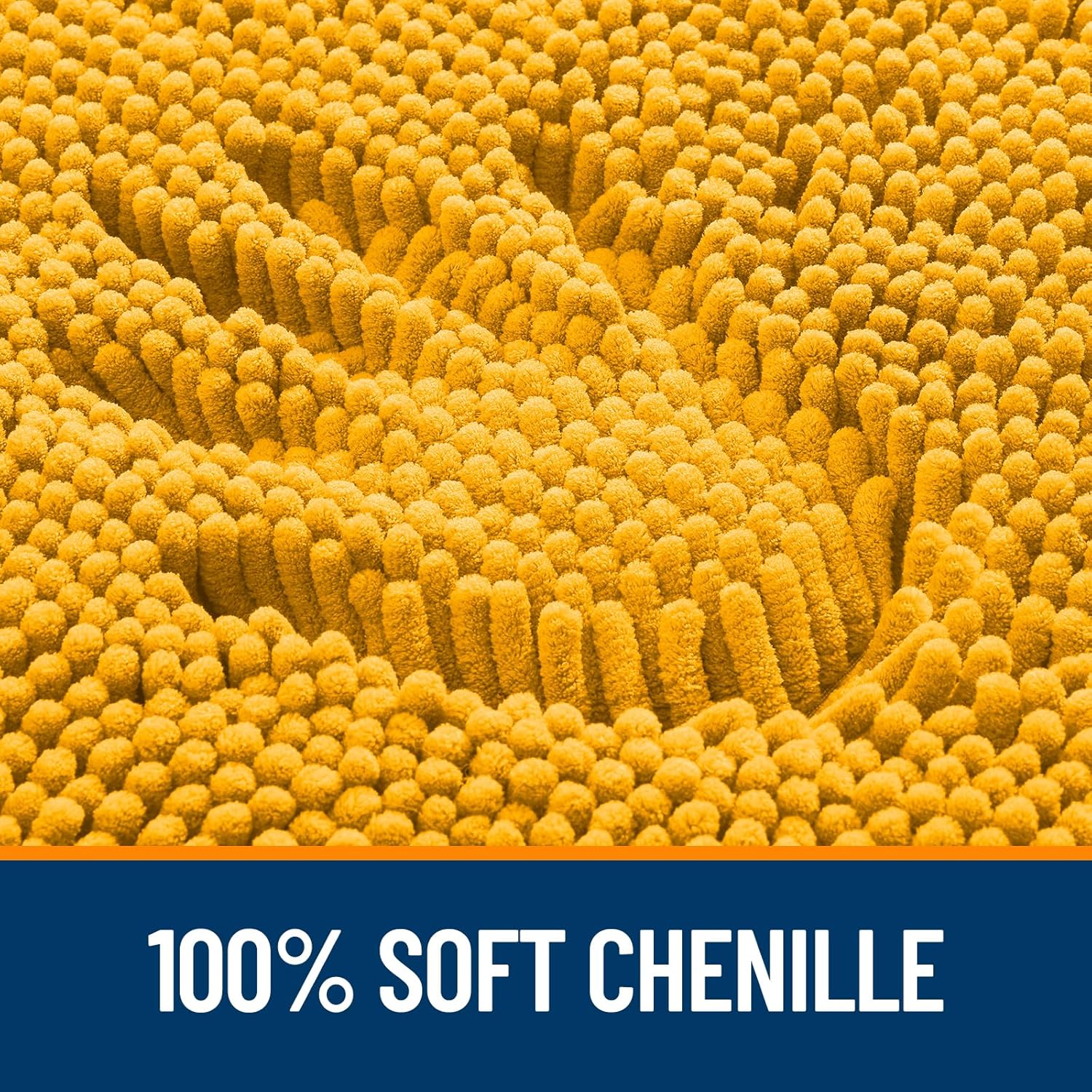 OLANLY Large Chenille Bathroom Rugs - Soft, Absorbent & Quick Dry | 40x32 Inches, Golden Yellow