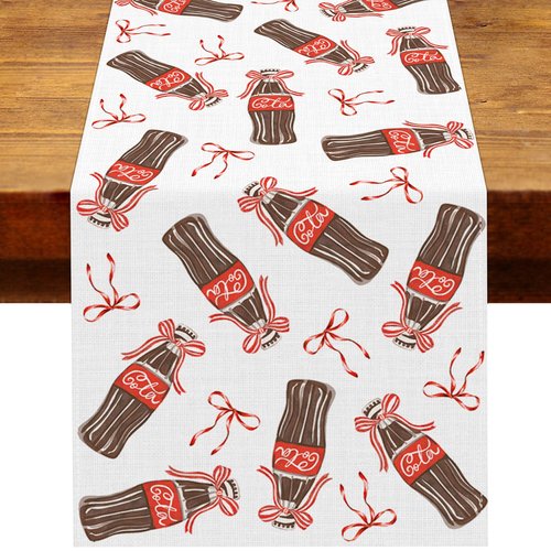 Heyfary She's Ready to Pop Table Runner Red Bow Retro Dirty Soda Bar Baby Shower Gender Reveal Party Decoration Home Kitchen Table Decor (13" x 72")