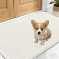 OLANLY Dog Door Mat - Absorbent Non-Slip Chenille for Muddy Paws | 24x16 Ivory Indoor Entryway Carpet