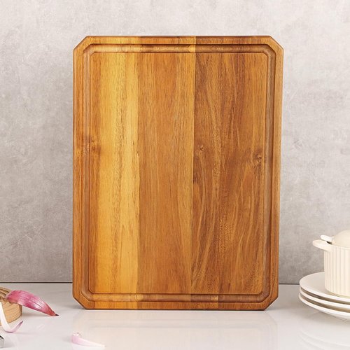 Acacia Wood Cutting Board - Extra Large Kitchen Chopping Board with Handles & Juice Groove
