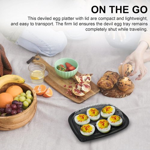 MT Products Clear Deviled Egg Containers - Durable Egg Platter Tray for 6 Eggs | Pack of 12 - Made in the USA