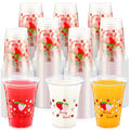 Potchen 100 Pcs 12 oz Strawberry Disposable Plastic Cups Strawberry Flower Clear Plastic Cups Pink Red Party Favors for Birthday Baby Shower Summer Fruit Party