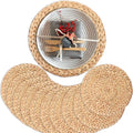 10 Pcs Natural Water Hyacinth Round Placemats Set of 10, Boho Wicker Placemats, Chargers for Dinner Plates, Home Decor Dining Table, Kitchen Decor, Kitchen Table Centerpiece, Charger Plates 11.8 Inch
