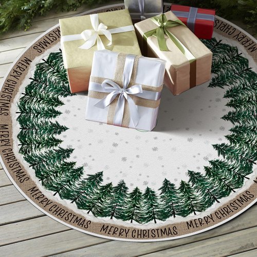 AVOIN colorlife Merry Christmas Christmas Tree Skirt 36 Inch, Snowflake Winter Holiday Tree Mat Decoration
