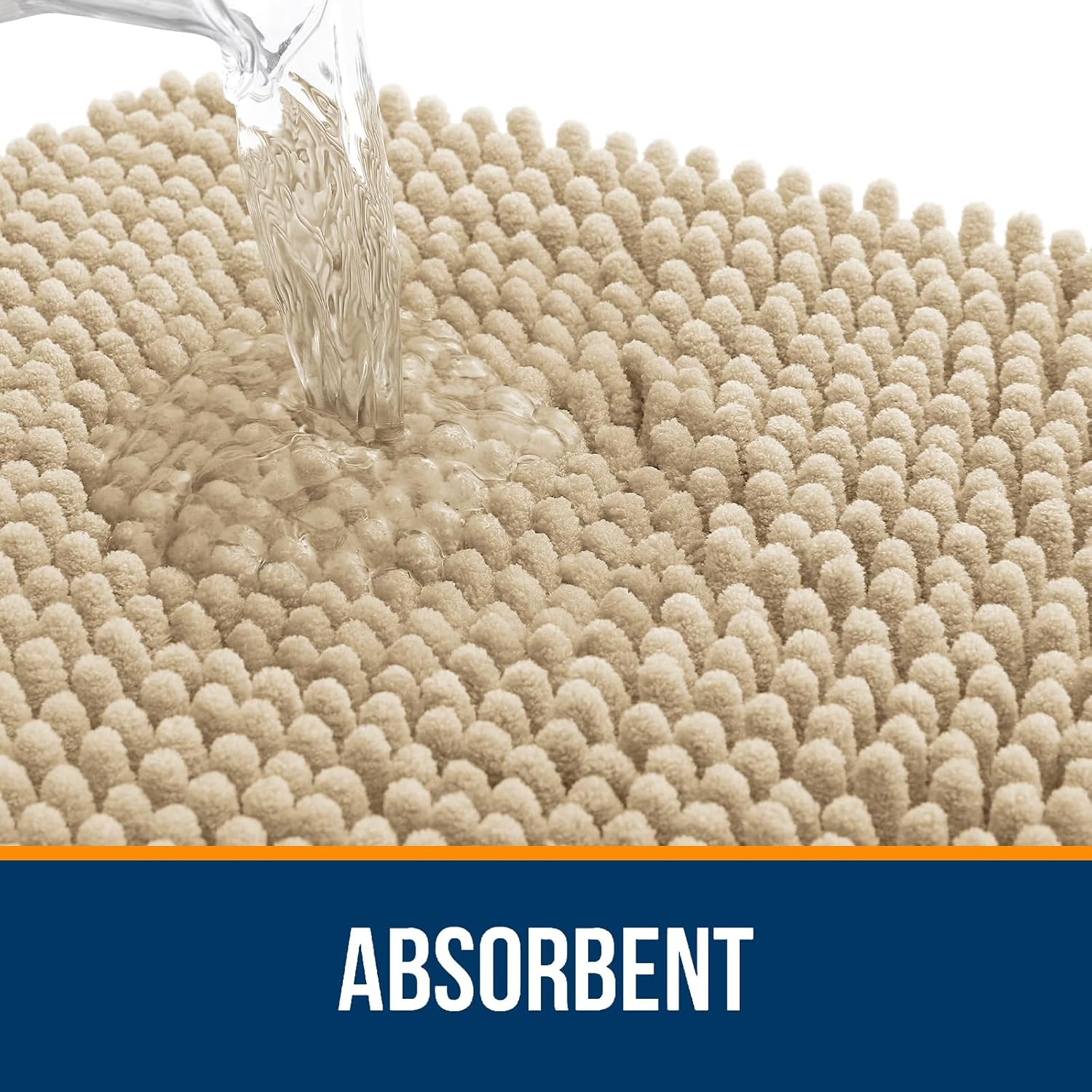 OLANLY Large Bathroom Rugs - Extra Soft Chenille Bath Mats with Rubber Backing | Quick Dry, Machine Washable, Beige 50x30