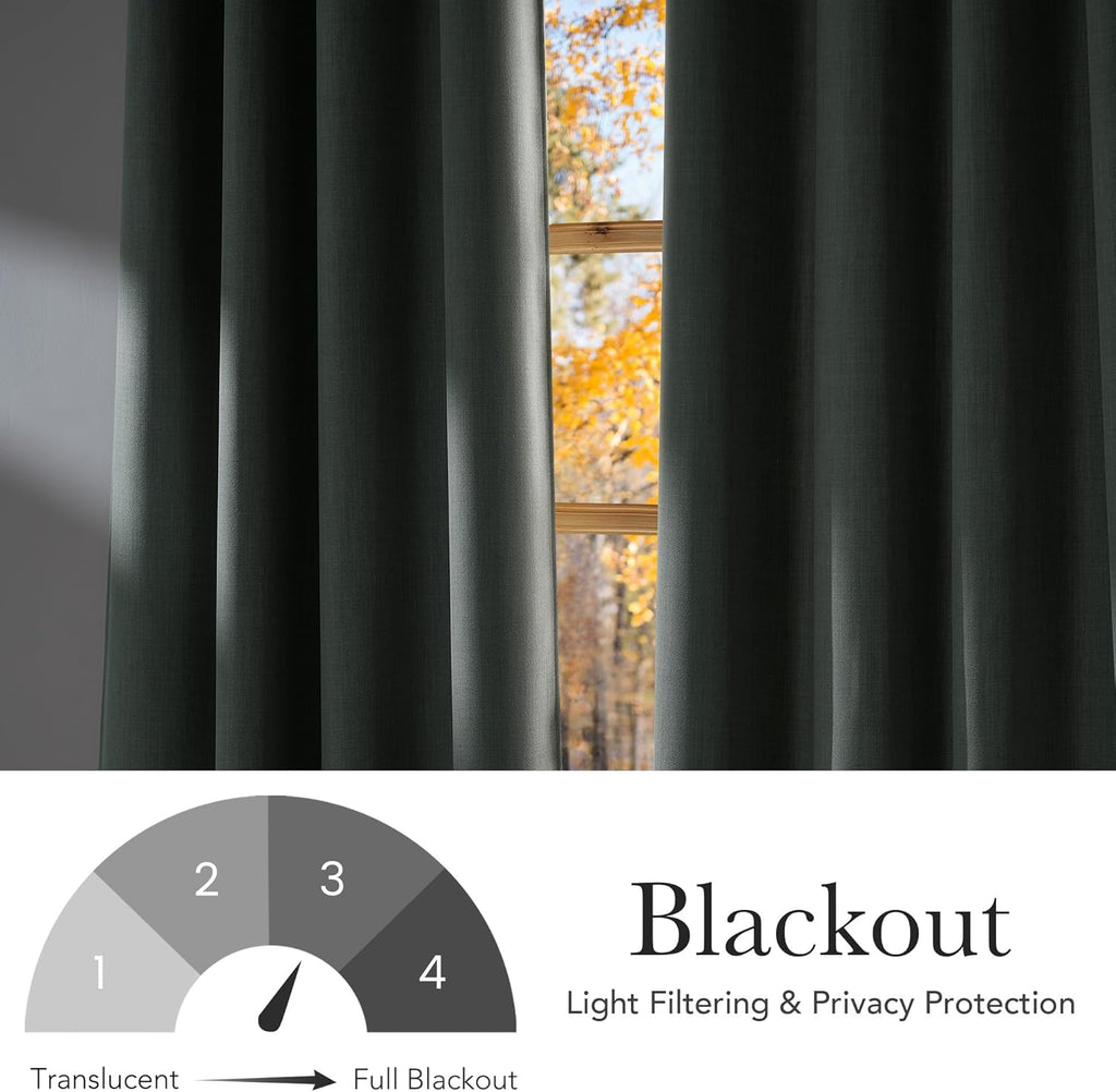 NICETOWN Sage Green Blackout Curtains | 63-Inch Faux Linen Privacy Panels for Modern Farmhouse Decor - 2 Panels