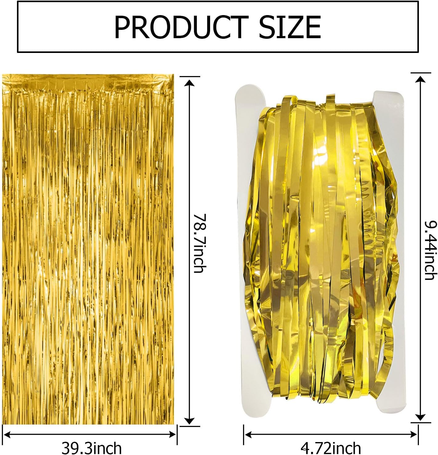 Skiennix Gold Fringe Curtain Backdrop - 10 Pack Tinsel Streamers for Parties & Events | Perfect for Birthdays, Christmas, and Graduations