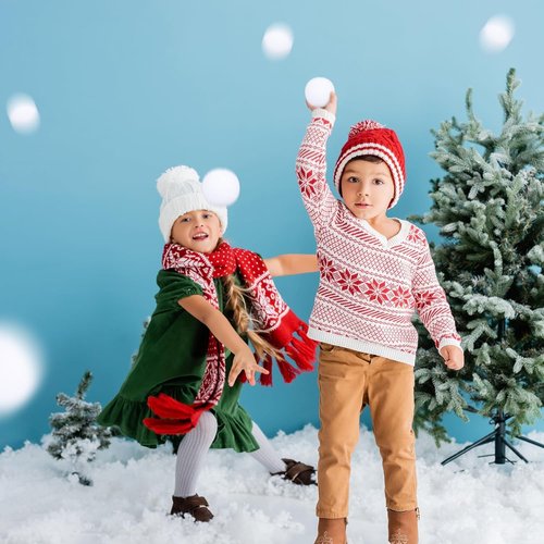 Elcoho 100-Piece Artificial Snow Toy Ball Set - Realistic Plush Snowballs for Kids' Winter Fun | Indoor/Outdoor Use