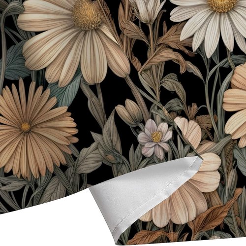 Vintage Boho Floral Shower Curtain, Cute Retro Bohemian Flower Botanical Aesthetic Decorative Shower Curtain Set with Hooks, Unique Dark Wildflower Rustic Farmhouse Shower Curtains for Bathroom 72X72