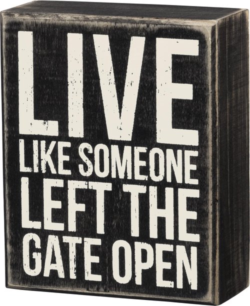 Primitives by Kathy Box Sign, 5" by 4", Gate Open