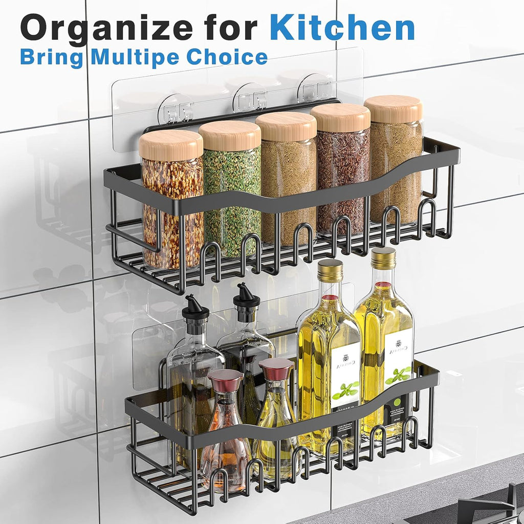 Skiennix Shower Caddy - Adhesive Bathroom Organizer with Large Capacity | Rustproof Stainless Steel, No Drilling