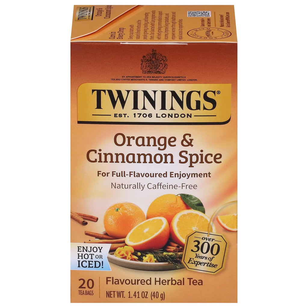Twinings Herbal Tea - Orange & Cinnamon Spice, Naturally Caffeine-Free, 20 Individually Wrapped Bags