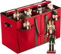 ZOBER Nutcracker Storage Containers - Christmas Ornament Box for 8 Figurines & Decorations - Red