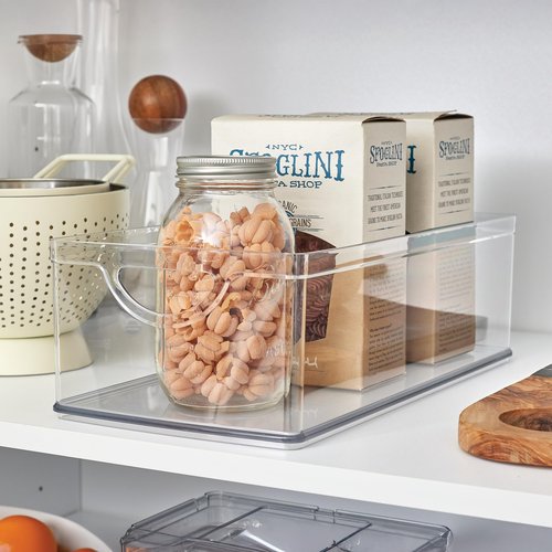 iDesign Stackable Clear Plastic Extra Long Storage Bin, Organizer for Kitchen Cabinet or Pantry